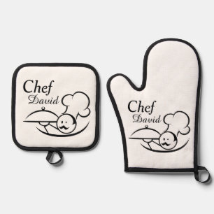 Set De Manoplas Chef Ilustrado Personalizado