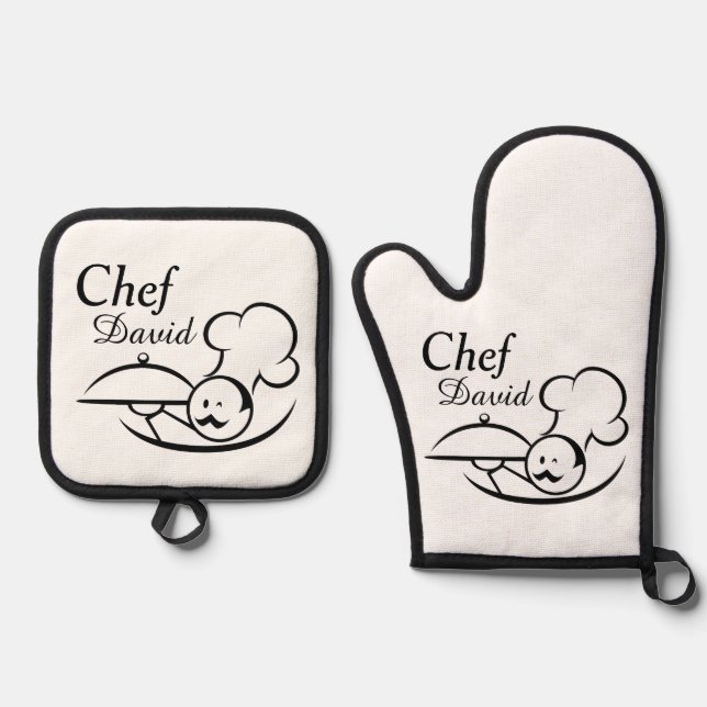 Set De Manoplas Chef Ilustrado Personalizado (Anverso)