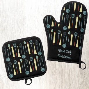 Set De Manoplas Chef jefe personalizado