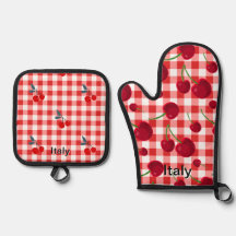 Cherry print pot holders - Italian kitchen 