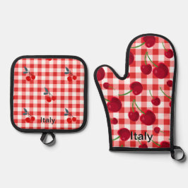 Set De Manoplas Cherry print pot holders - Italian kitchen 