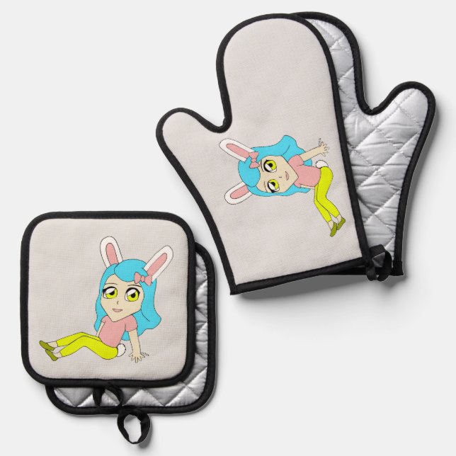 Set De Manoplas chibi bunnygirl (Anverso/Reverso)