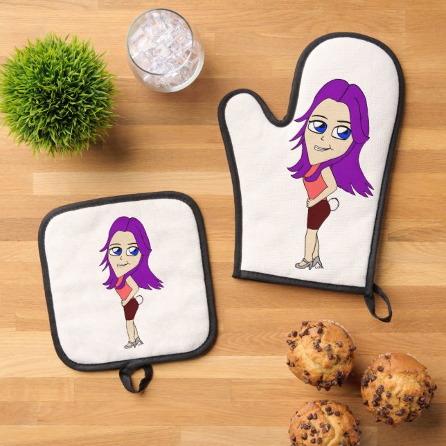 Set De Manoplas chibi chica con cola de conejo (De arriba hacia abajo)