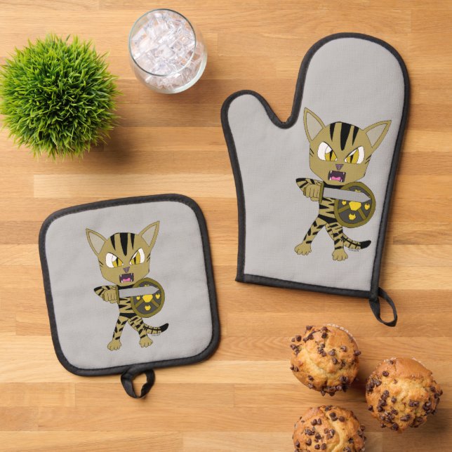 Set De Manoplas Chibi Warrior Cat (De arriba hacia abajo)