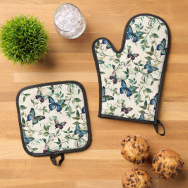 Set De Manoplas Chic Romántico Azul Mariposas Despedida de Soltera