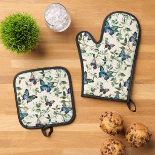Set De Manoplas Chic Romántico Azul Mariposas Despedida de Soltera