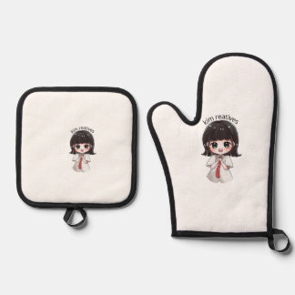 Set De Manoplas Chica Anime Chibi Lindo Mitón de Horno de Cocina y