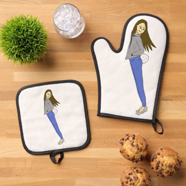 Set De Manoplas chica con cola de conejo (De arriba hacia abajo)