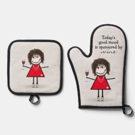 Set De Manoplas Chica de palo con vino y zapatillas