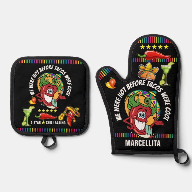 SET DE MANOPLAS CHILI PEPPER HUMOR (Anverso)