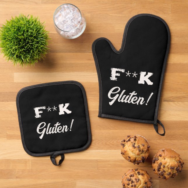 Set De Manoplas Chiste Celiac, Hate Gluten Funny (De arriba hacia abajo)