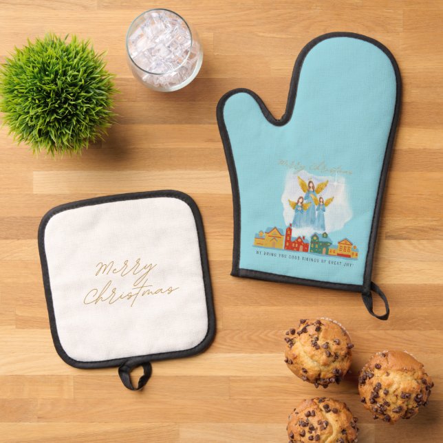 Set De Manoplas Christmas Angels Bring Joy and Tidings Home Decor! (De arriba hacia abajo)