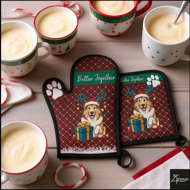Set De Manoplas Christmas Collie Dog Reindeer Gift Graphic (Subido por el creador)