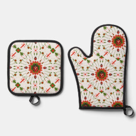 Set De Manoplas Christmas Ladybug Red White Green Kitchen