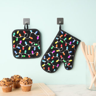 Set De Manoplas Christmas Lights Pattern