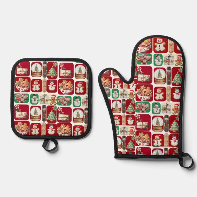 Set De Manoplas Christmas Oven Mitt (Anverso)