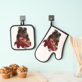 Set De Manoplas Christmas Sheltie