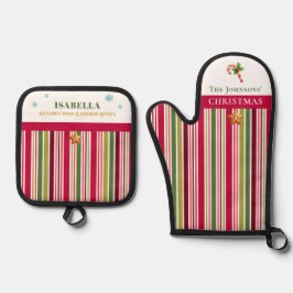 Set De Manoplas Christmas Striped– Holiday Cooking & Baking Gift