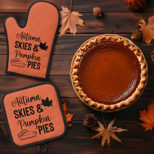 Set De Manoplas Cielos otoñales y polos de calabaza caen