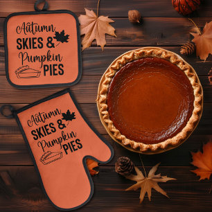 Set De Manoplas Cielos otoñales y polos de calabaza caen