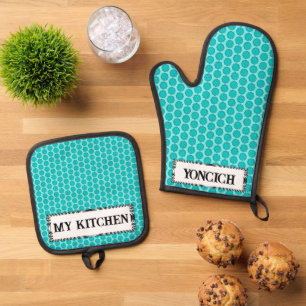 Set De Manoplas Cinta de flores azul claro/Verde azulada por Kenne