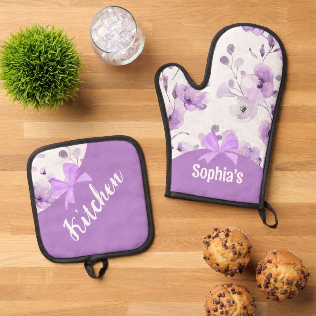 Set De Manoplas Cinta Lilac Floral Purple (De arriba hacia abajo)
