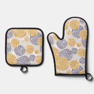 Set De Manoplas Círculos con huella de piel de leopardo amarillo y