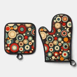 Set De Manoplas Círculos retro Formas Patrón sin inconvenientes Co