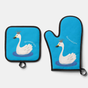 Set De Manoplas Cisne blanco con personalizado de la corona