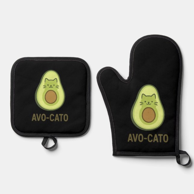 Set De Manoplas Cita divertida diciendo Avo Cato Humor Gato Aguaca (Anverso)