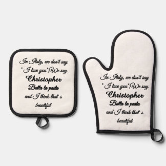 Set De Manoplas Cita italiana divertida personalizada Butta La Pas