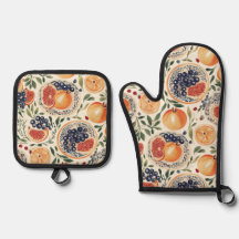 Citrus mediterráneo y granate Oven Mitt y P