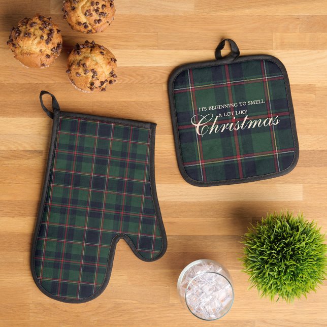 Set De Manoplas Classic Dark Blue Red Green Plaid Pattern (Subido por el creador)