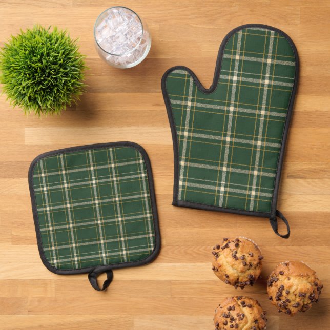 Set De Manoplas Classic Green Plaid Christmas (De arriba hacia abajo)