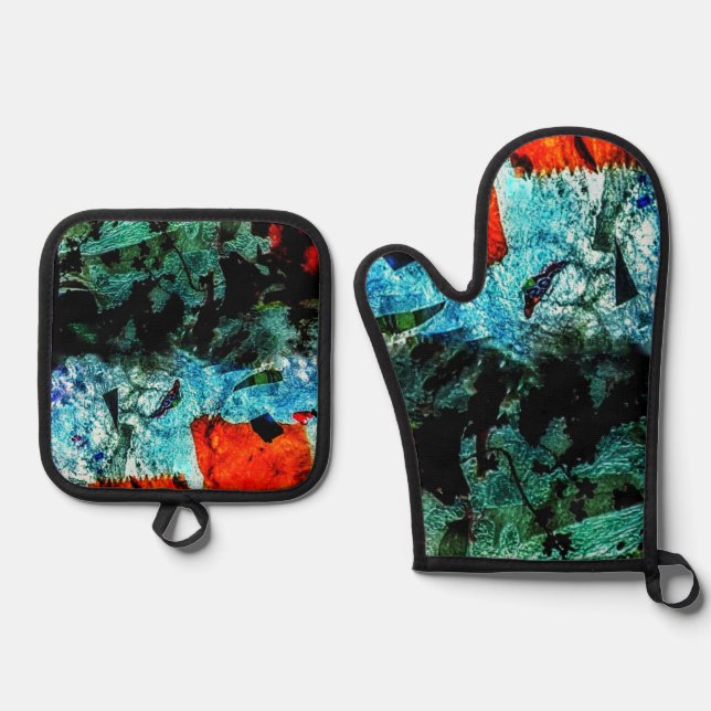 Set De Manoplas Clear abstract pot holder and oven mitt,Ordinary (Anverso)