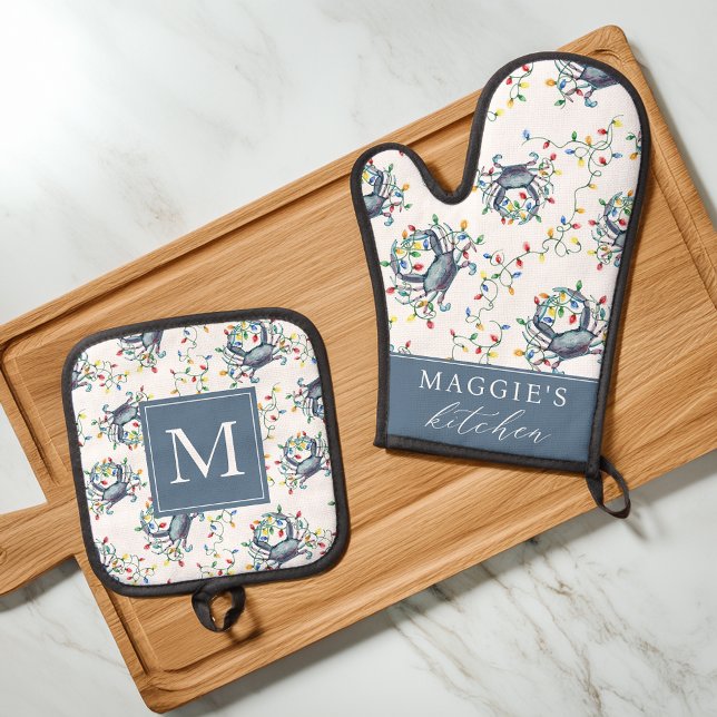 Set De Manoplas Coastal Crab Christmas Lights Personalized (Subido por el creador)