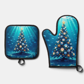 Set De Manoplas Coastal Holiday Oven Mitt and Pot Holders
