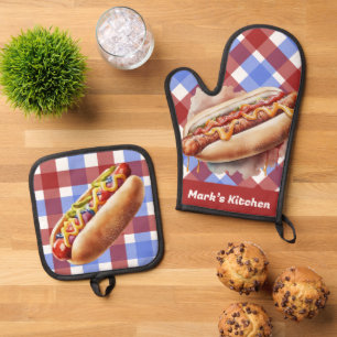 Set De Manoplas Cocina Chef para cocinar Hotdog 3D