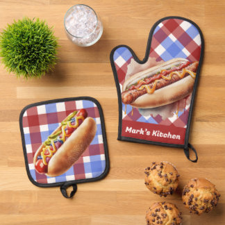 Set De Manoplas Cocina Chef para cocinar Hotdog 3D