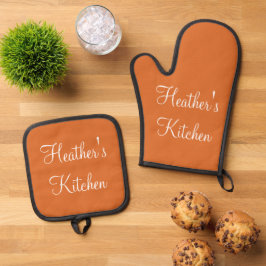 Set De Manoplas Cocina con nombre personalizado minimalista