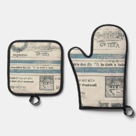 Set De Manoplas Cocina costera con detalles del mar