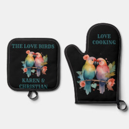 Set De Manoplas Cocina de amor - Los Aves del Amor - Personalizado