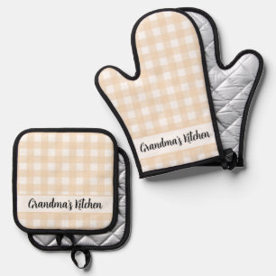 Set De Manoplas Cocina de la abuela Gingham Plaid