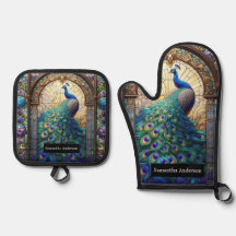 Cocina de Lujo: Pavo Real de Vidrio Emplomado