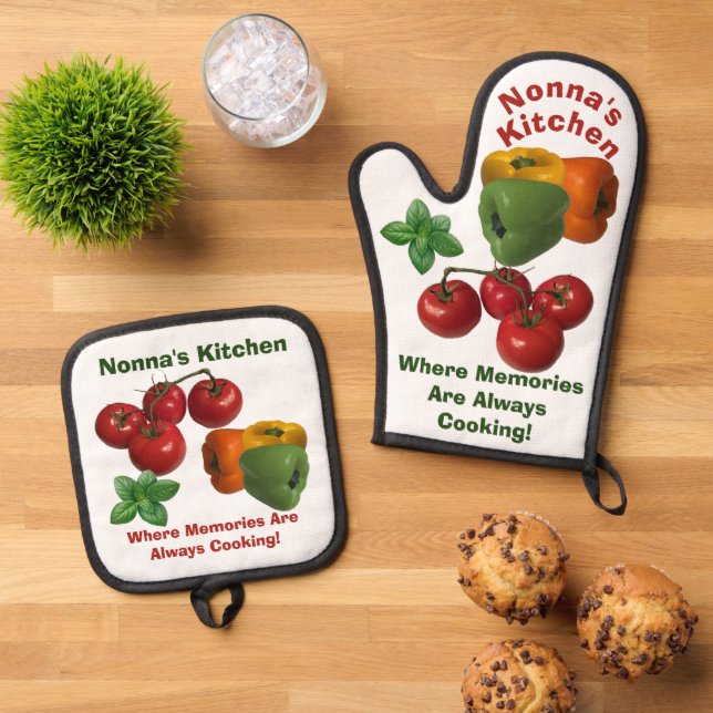 Set De Manoplas Cocina de Nonna Tema Italiano (De arriba hacia abajo)