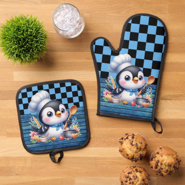 Set De Manoplas Cocina de pingüino de cocina ligera (De arriba hacia abajo)