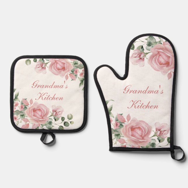 Set De Manoplas Cocina de Rosa  (Anverso)