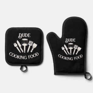 Set De Manoplas Cocina divertida para los hombres - 'Comida de coc