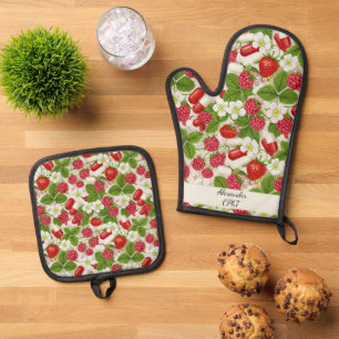 Set De Manoplas Cocina Farmacéutica Red Berry & Pills
