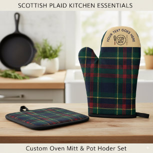 Set De Manoplas Cocina personalizada de cuadros escoceses al estil